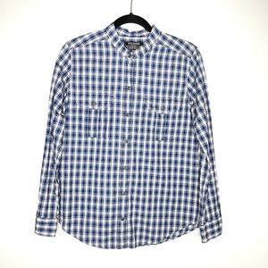 Filson Women’s Kadin Island 100% Cotton Blue Plaid Button Down Shirt Size M